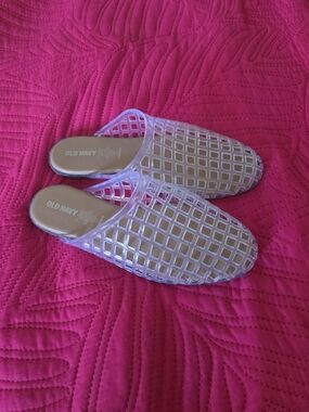 Old Navy Clear Lattice Slide Mules - Transparent/Clear